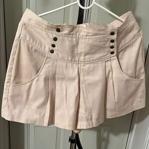 Stylish Pin-Striped Brown/Cream Pleated Shorts